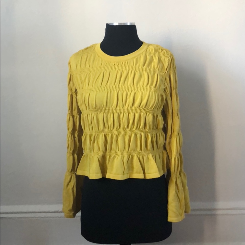 Zara Mustard Yellow Ruffle Top